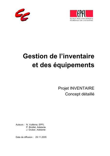 Gestion de l'inventaire et des équipements.pdf - sesame | epfl