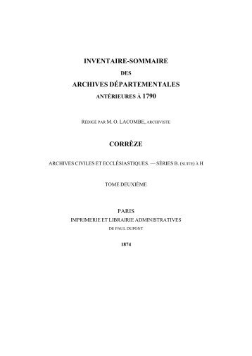 inventaire-sommaire des archives dÉpartementales…