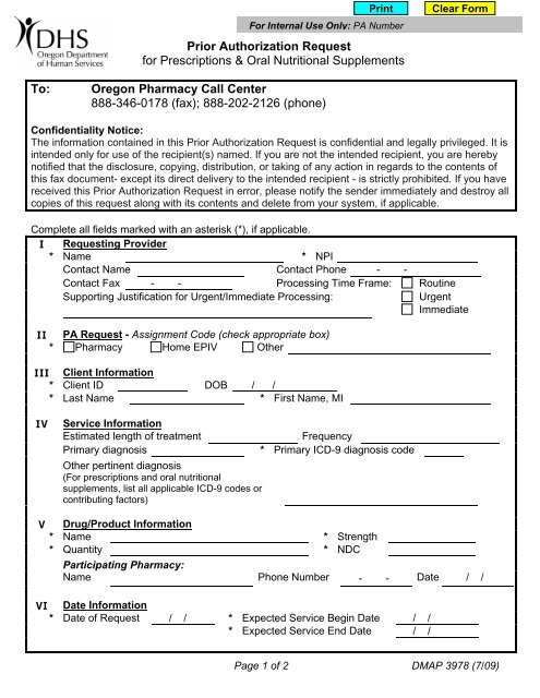 DMAP 3978 form - Oregon DHS Applications home