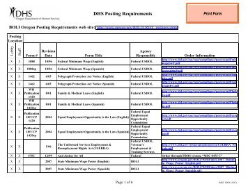 DHS Posting Requirements - Oregon DHS Applications home