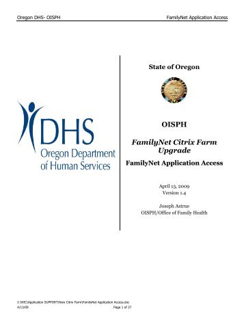 FamilyNet Application Access - Oregon DHS Applications home ...