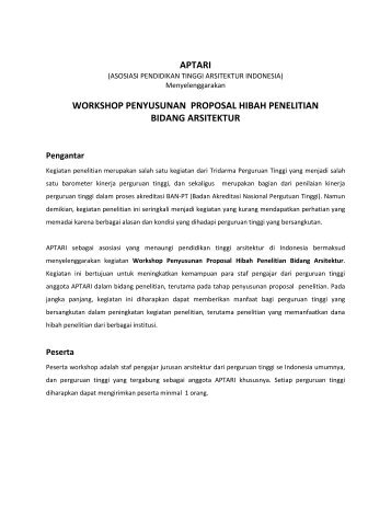 Proposal Workshop - Asosiasi Pendidikan Tinggi Arsitektur Indonesia