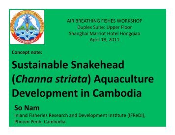 Aquaculture Development in Cambodia - AquaFish CRSP