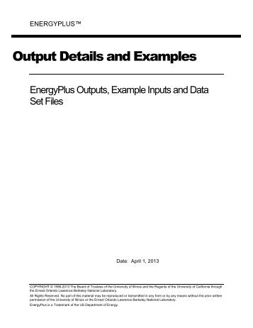 EnergyPlus Output Details and Examples - EERE - U.S. Department ...