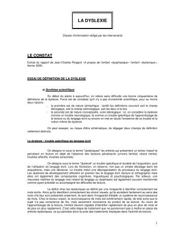 LA DYSLEXIE - (CHU) de Poitiers