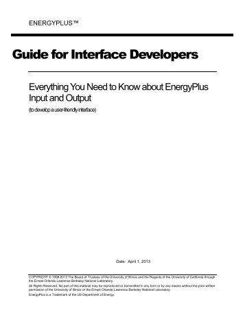 EnergyPlus Interface Developer's Guide - EERE - U.S. Department ...