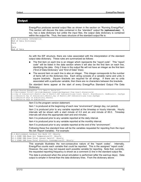 EnergyPlus Interface Developer's Guide - EERE - U.S. Department ...