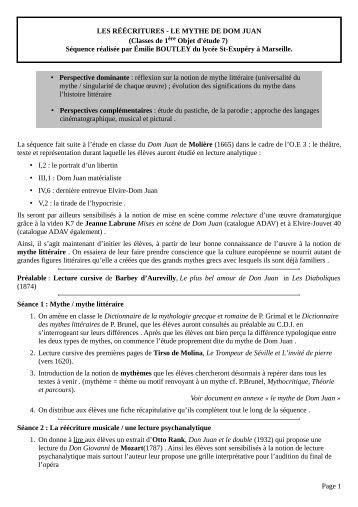 LES RÉÉCRITURES - LE MYTHE DE DOM JUAN - Académie d'Aix ...