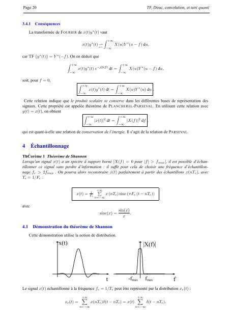 TF, DIRAC, CONVOLUTION, ET TUTTI QUANTI - ESIEE Paris