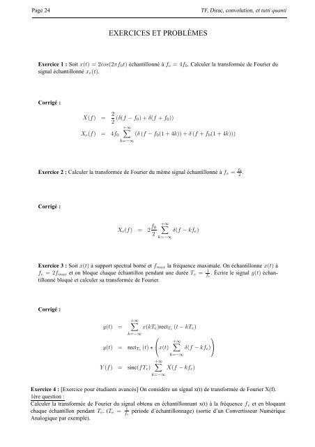 TF, DIRAC, CONVOLUTION, ET TUTTI QUANTI - ESIEE Paris