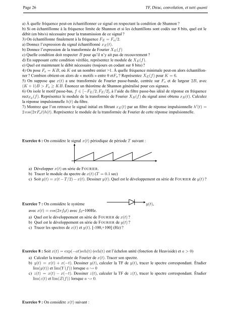 TF, DIRAC, CONVOLUTION, ET TUTTI QUANTI - ESIEE Paris