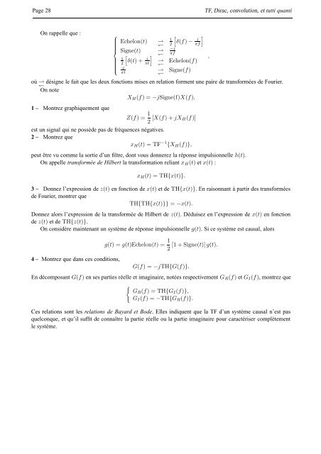 TF, DIRAC, CONVOLUTION, ET TUTTI QUANTI - ESIEE Paris