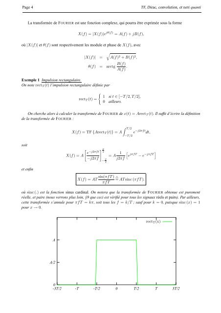 TF, DIRAC, CONVOLUTION, ET TUTTI QUANTI - ESIEE Paris