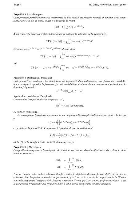 TF, DIRAC, CONVOLUTION, ET TUTTI QUANTI - ESIEE Paris