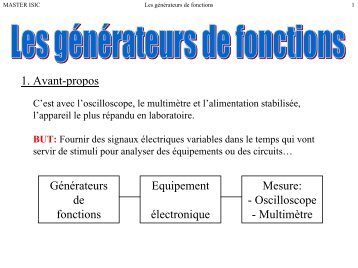 Les générateurs de fonctions