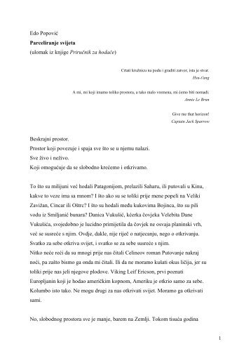 Parceliranje svijeta (ulomak iz knjige Priručnik za hodače) - Aquilonis