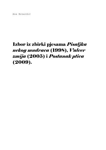 Ana Brnardić, Izbor iz poezije, 2013. - Aquilonis