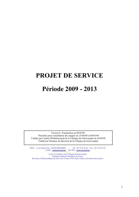 Projet de service - Centre Ressources pour Lésés Cérébraux