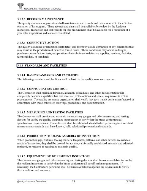 Standard Bus Procurement Guidelines - APTAStandards.com