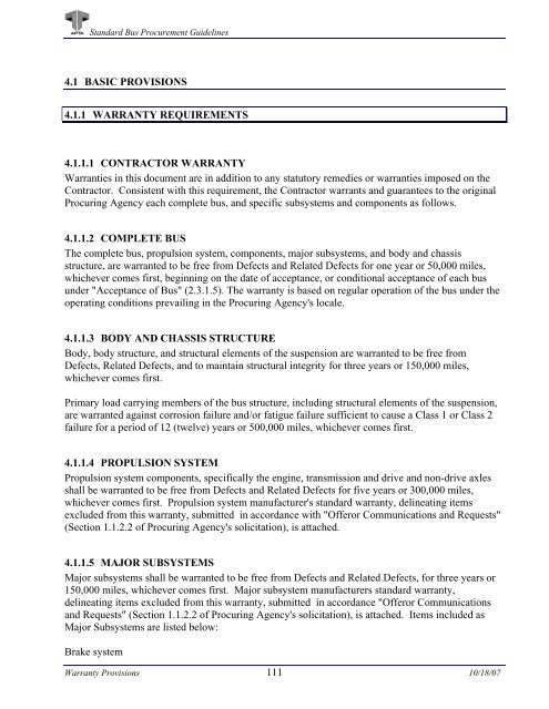 Standard Bus Procurement Guidelines - APTAStandards.com