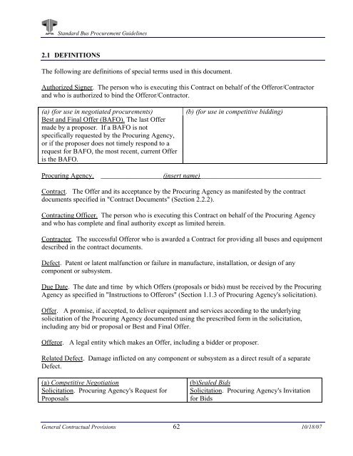 Standard Bus Procurement Guidelines - APTAStandards.com