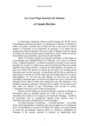 Les Cent Vingt Journées de Sodome et l'utopie libertine