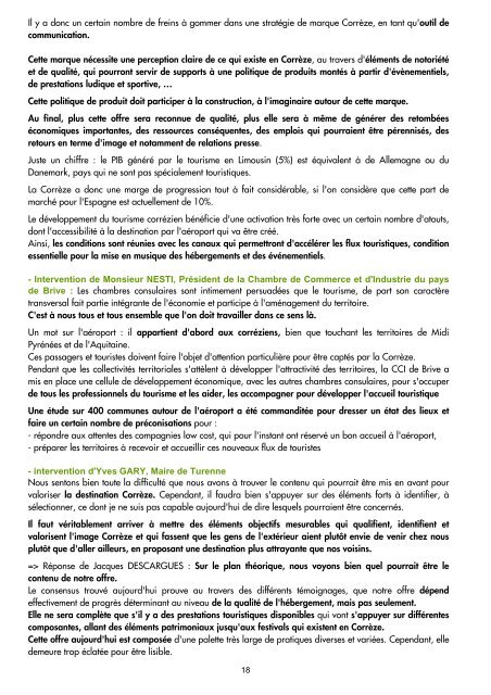 Actes des Assises du Tourisme - Conseil Général de la Corrèze