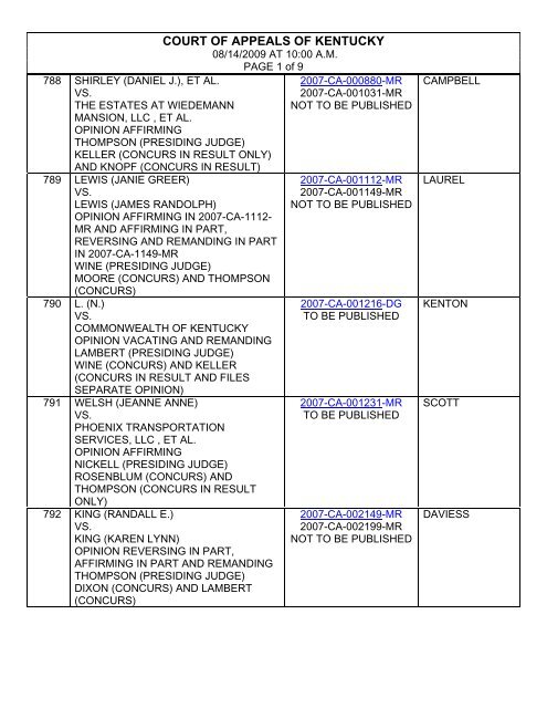 VS Kentucky Court of Justice VS Kentucky Court of Justice