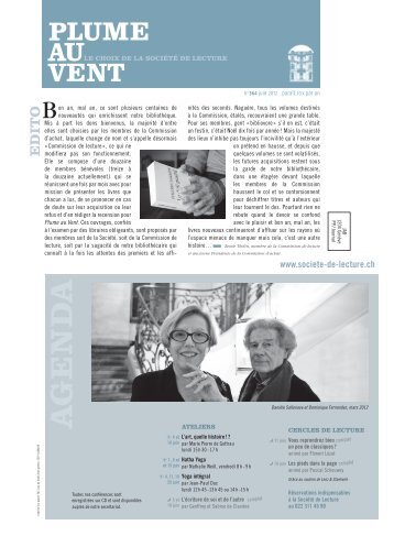 Edition de juin 2012 (N° 364) - Societe de Lecture Geneve