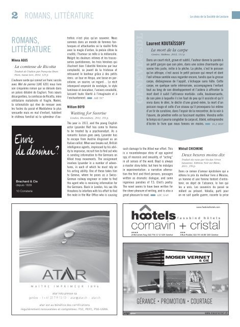 Edition de juin 2012 (N° 364) - Societe de Lecture Geneve