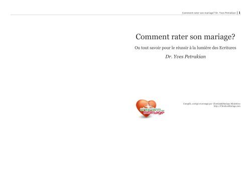 Comment rater son mariage? - Chretien&Mariage Ministeres