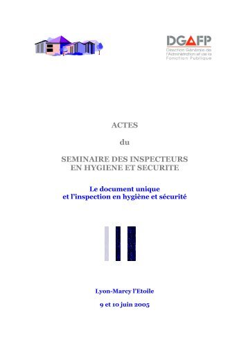 ACTES du SEMINAIRE DES INSPECTEURS EN HYGIENE ET ...