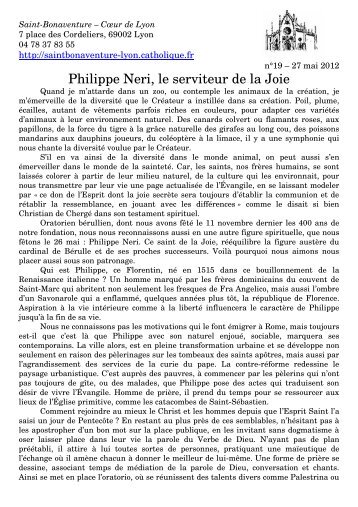 Philippe Neri, le serviteur de la Joie - Sanctuaire Saint bonaventure