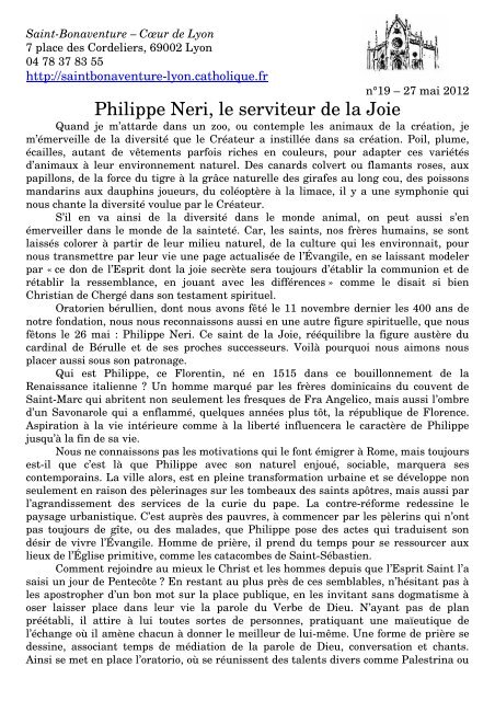 Philippe Neri, le serviteur de la Joie - Sanctuaire Saint bonaventure