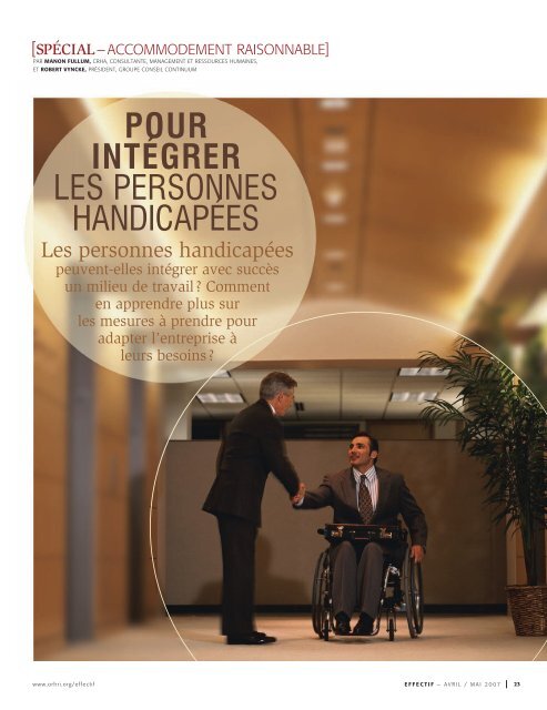 pour intégrer les personnes handicapées - Groupe Conseil Continuum