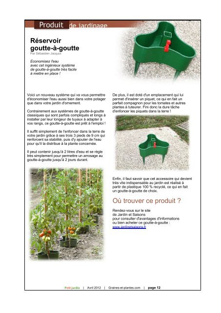 Magazine Petit Jardin - Graines et plantes