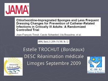 Critique d'article : J.F. Timsit et al. Chlorhexidine-impregnated ...