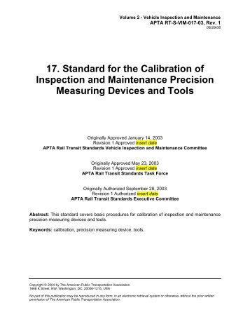 APTA RT-S-VIM-017-03 - APTAStandards.com