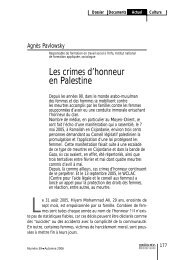 Les crimes d'honneur en Palestine - Confluences Méditerranée