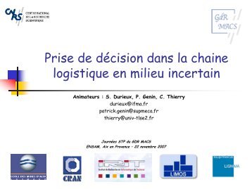 Prise de décision dans la Chaîne logistique en milieu incertain - LSIS