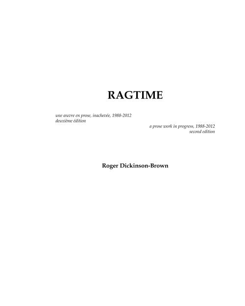 RAGTIME - Roger Dickinson-Brown webpage