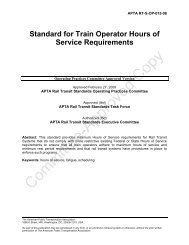 Standard for Train Operator Hours of Service Requirements