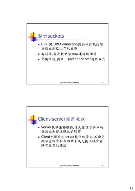 Java Socket Programming 大綱 - 網路資料庫實驗室