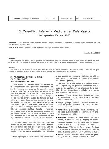 El Paleolítico Inferior y Medio en el País Vasco. Una aproximación ...