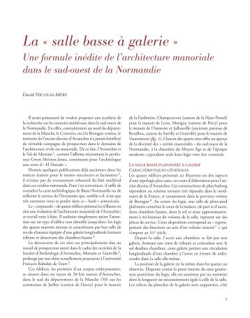 La « salle basse à galerie » - David Nicolas-Méry