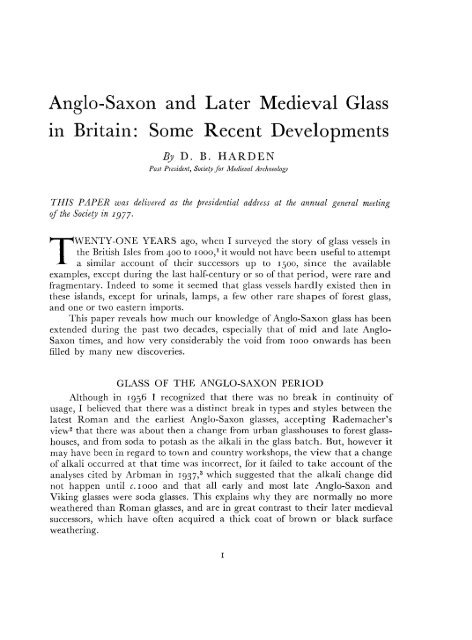 Anglo-Saxon and Later Medieval Glass In Britain - Archaeology ...