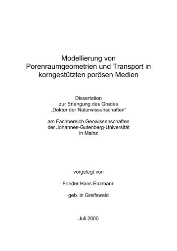 Modellierung von Porenraumgeometrien und Transport ... - ArchiMeD