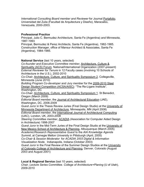 Julio Bermudez, Ph.D. - School of Architecture and Planning - The ...