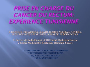 Prise en charge du cancer du rectum : Expérience Tunisienne