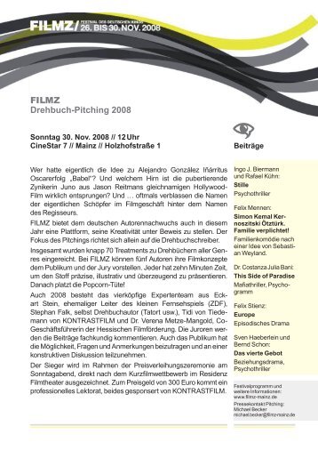 Informations-PDF zum Pitching 2008 - Filmz